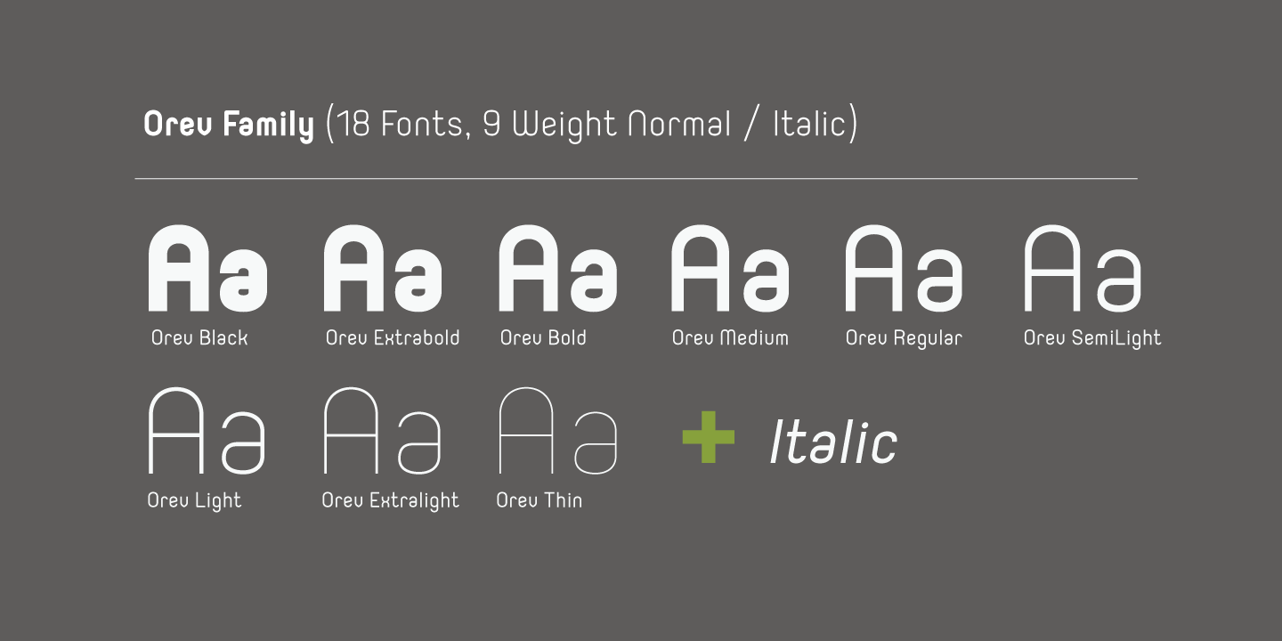 Orev Semi Light Italic Font preview